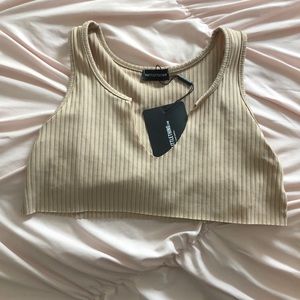 tan low cut crop top